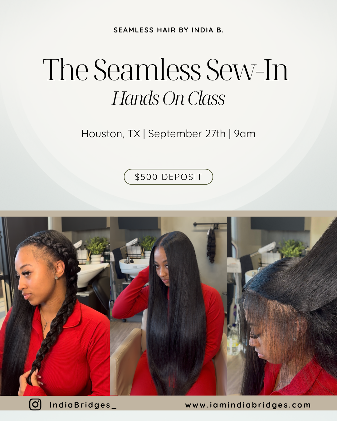 The Seamless Sew-In Hands On Class - Houston (Deposit) 27 September